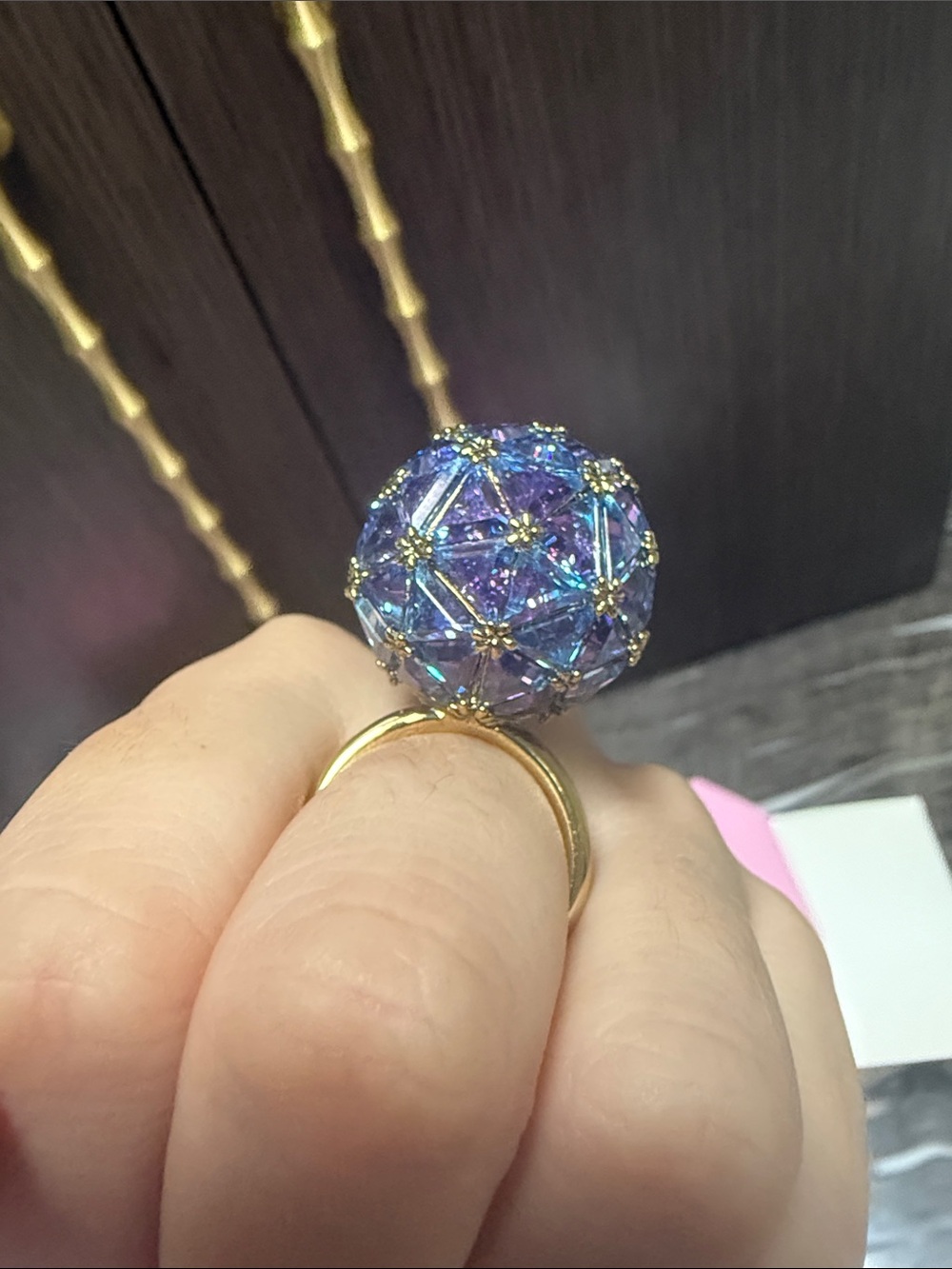 Swarovski Curiosa cocktail ring
Triangle cut, Blue, Gold-tone plated NEW - Picture 17 of 17